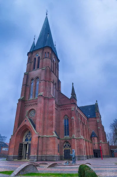 Historische Backsteinkirche Zentrum Von Papenburg Niedersachsen — Stockfoto
