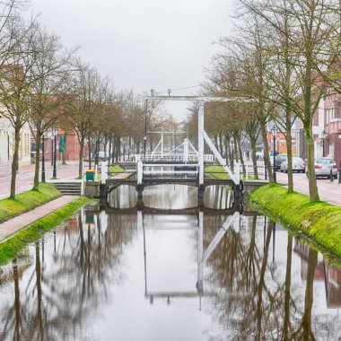 Main canal and historical drawbridges in Papenburg in Germany