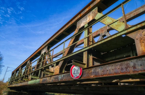 Ponte Viga Ferroviária Velha Entre Duisburg Muelheim — Fotografia de Stock
