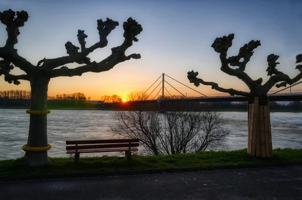 Sunrise Rhine Duisburg Homberg — Stock Photo, Image