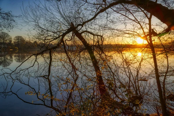 Natureza Nascer Sol Distrito Lago Seenplatte Duisburg Alemanha — Fotografia de Stock