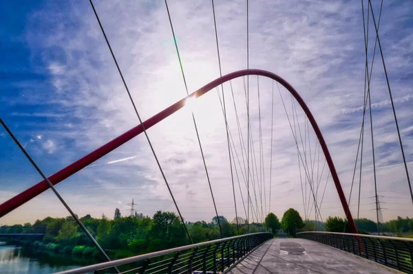 Voetgangersbrug Een Openbaar Park Gelsenkirchen Duitsland — Stockfoto
