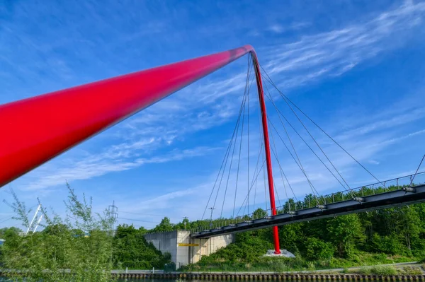 Puente Sobre Canal Rhein Herne Parque Gelsenkirchen Alemania — Foto de Stock