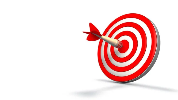 3D rendering of target and Darts in the center. Free space for text. Isolated illustration on a white background, the idea of success, victory, hitting the target. composition for advertising. — Stock Photo, Image