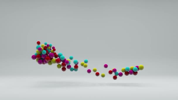 Animación Muchas Bolas Colores Que Vuelan Espacio Blanco Sobre Fondo — Vídeo de stock