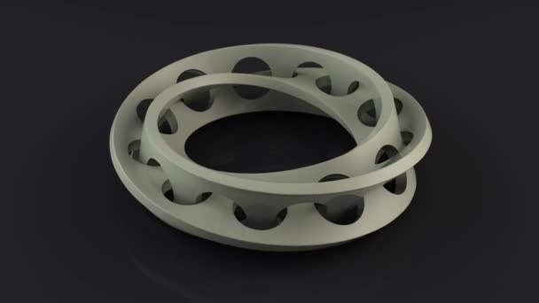 Animation Geometric Figure Mobius Strip Folded Half Having Holes Animation — Stock Video