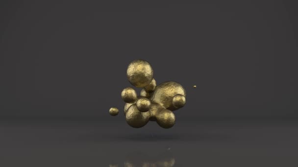 Animazione Gocce Oro Liquido Uno Studio Buio Fondono Disintegrano — Video Stock