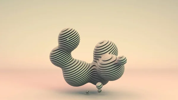 3D rendering of white, unique abstract shapes, spherical flexible shapes separated by flat segments consisting of separate flat elements. Abstract composition for screensavers and desktop. — 스톡 사진