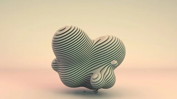 3D візуалізація білих, унікальних абстрактних форм, сферичних гнучких форм, розділених плоскими сегментами, що складаються з окремих плоских елементів. Абстрактна композиція для зберігачів екранів і стільниці . — стокове фото