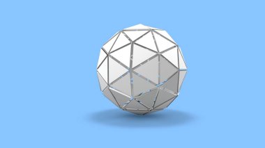 Platonik vücudun 3 boyutlu görüntüsü. Metal ve plastikten yapılmış bir geometrik şekil, farklı elementlerden, uzayda, arka planda izole edilmiş. Kompozisyonlar için soyut illüstrasyon.