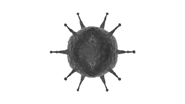 Rendu 3D d'un virus effrayant et noir. Coronavirus de Chine. Fabriqué en Chine. L'idée de protéger la santé et de lutter contre la menace du virus. Illustration de compositions médicales et scientifiques . — Photo