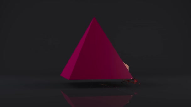 Animation Une Pyramide Formée Partir Ensemble Fragments Segments Générés Hasard — Video