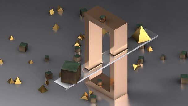 Animation 3D d'un ensemble d'hexagones noirs qui tournent au hasard, formant un fond abstrait .