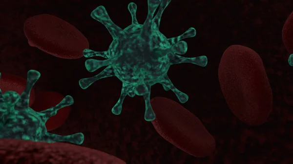 Rendering Sfondo Medico Globuli Rossi Virus Verdi Illustrazione Manifesti Medici — Foto Stock