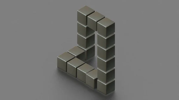 Representación Una Figura Imposible Que Consiste Cubos Metal Una Sola —  Fotos de Stock