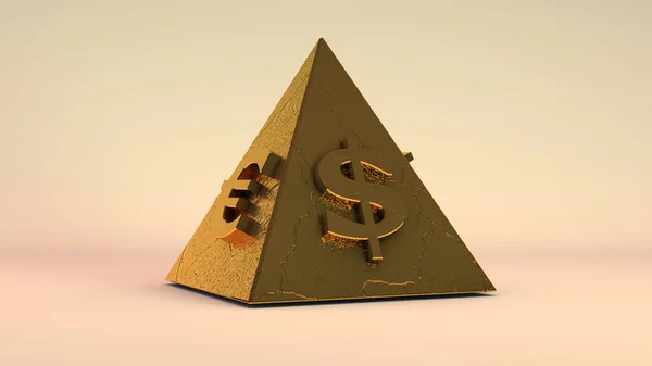Weergave Van Een Gouden Financiële Piramide — Stockfoto