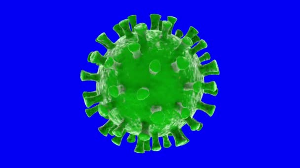 Animación Coronavirus Verde Una Bacteria Que Gira Animación Con Canal — Vídeo de stock