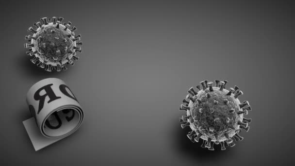 Animation Deux Virus Une Bande Avec Texte Coronavirus Tombant Sur — Video