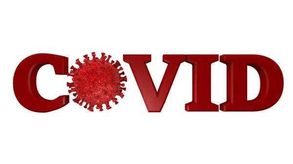 Vykreslování Červeného Textu Označením Viru 2019 Koronavirová Bakterie Textu Izolovaný — Stock fotografie