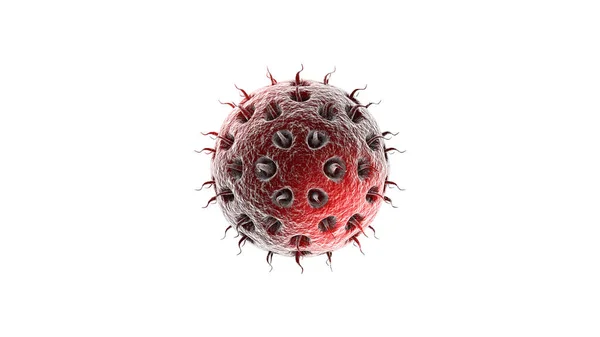 Rendering Coronavirus Rosso Con Antenne Corte Isolate Fondo Bianco Illustrazione — Foto Stock