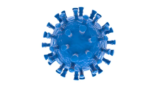 Renderização Coronavírus Azul Com Tentáculos Longos Isolados Fundo Branco Ilustração — Fotografia de Stock