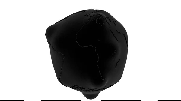 白い背景に孤立した不規則な黒い惑星の地球の3Dレンダリング 地面は場所で腫れている 世界的なエネルギー危機 石油産業の崩壊という考え方 — ストック写真