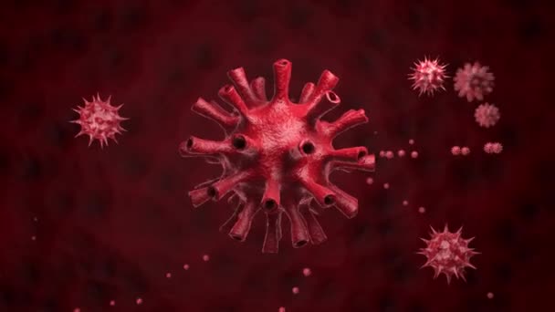 Animation Red Virus Tubes Which Spores Disease Fly Out Idea — Stock Video