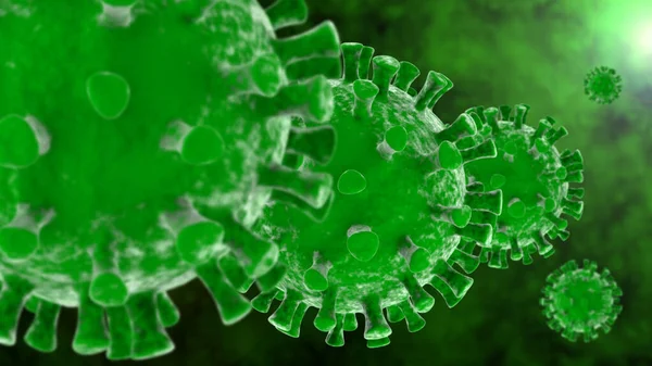 Rendering Uno Sfondo Biologico Verde Con Sacco Virus Verdi Idea — Foto Stock