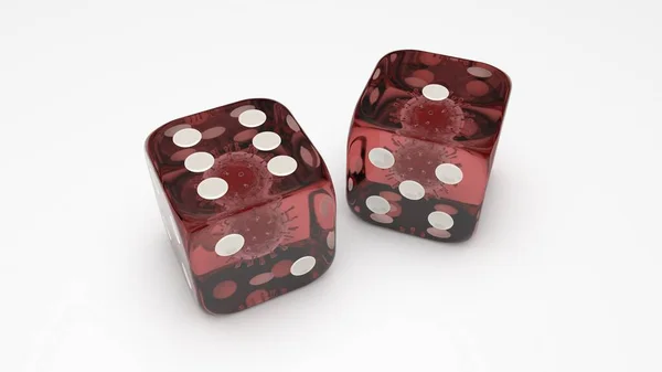 Rendering Glass Dice Covid Coronavirus Middle Dice Number Idea Winning — Stock Photo, Image