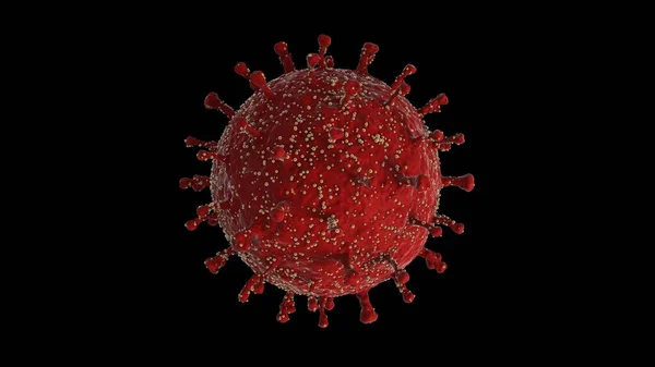 Rendering Coronavirus Rosso Sfondo Nero Idea Disastro Globale Causato Dal — Foto Stock