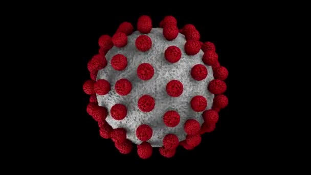 Animatie Van Rotatie Van Een Wit Coronavirus Een Zwarte Achtergrond — Stockvideo