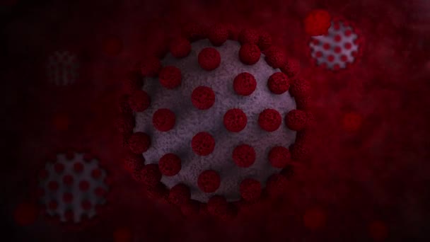 Animación Fondo Médico Bacteriológico Rojo Coronavirus Espacio Idea Una Amenaza — Vídeo de stock