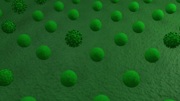 Animación Muchas Bolas Que Convierten Masivamente Coronavirus Texto Covid Fondo — Vídeo de stock