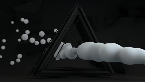 Animation Fond Noir Géométrique Abstrait Triangle Dispersé Segments Travers Lesquels — Video