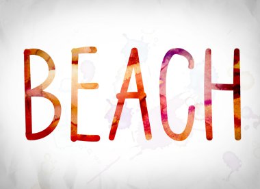 Beach kavramı suluboya Word Art