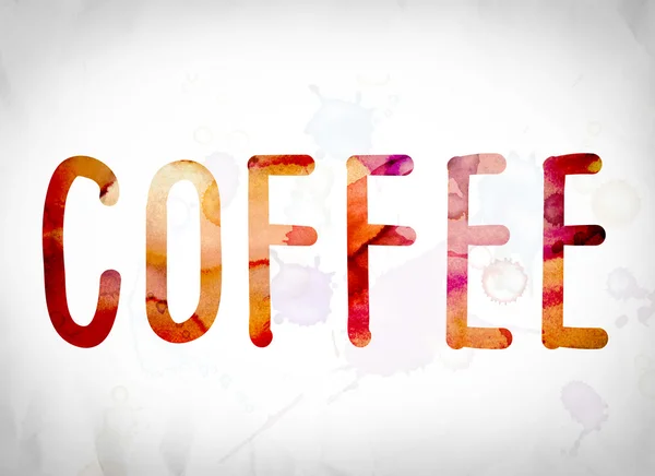 Kávé koncepció akvarell Word Art — Stock Fotó