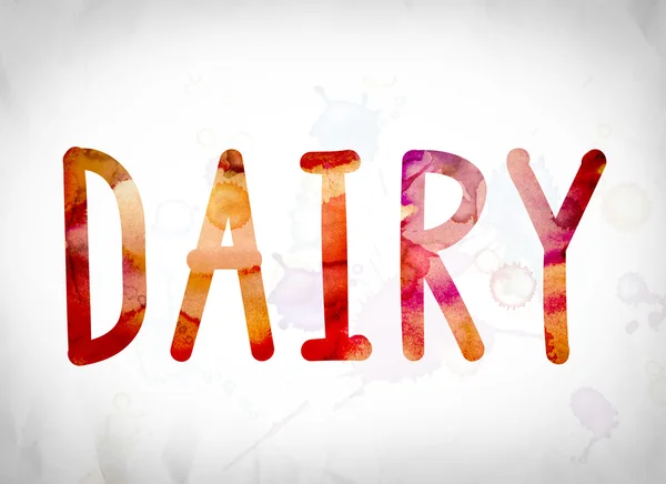 Dairy Concept aquarel WordArt — Stockfoto