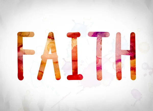 Výtvarný akvarel slovo víra — Stock fotografie