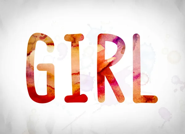 Girl Concept Watercolor Word Art — Stock Photo, Image