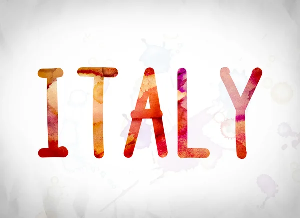 Italia Concetto Acquerello Word Art — Foto Stock