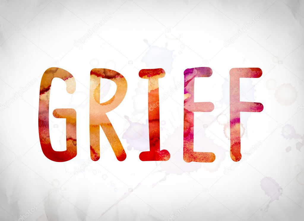 Grief Concept Watercolor Word Art Stock Photo C Enterlinedesign