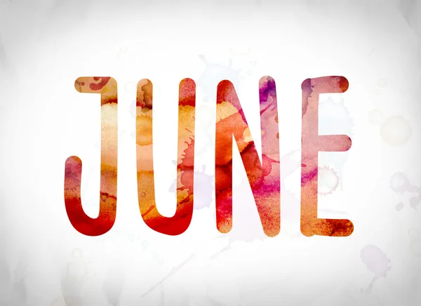 June Concept Watercolor Word Art — Stock Photo, Image