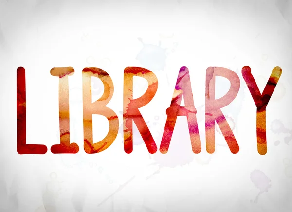 Library Concept Watercolor Word Art — Stock Photo, Image