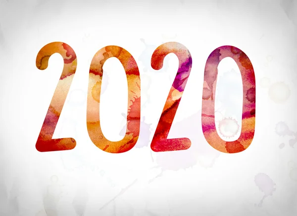 2020-ra koncepció akvarell Word Art — Stock Fotó