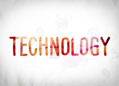Teknoloji kavramı suluboya Word Art