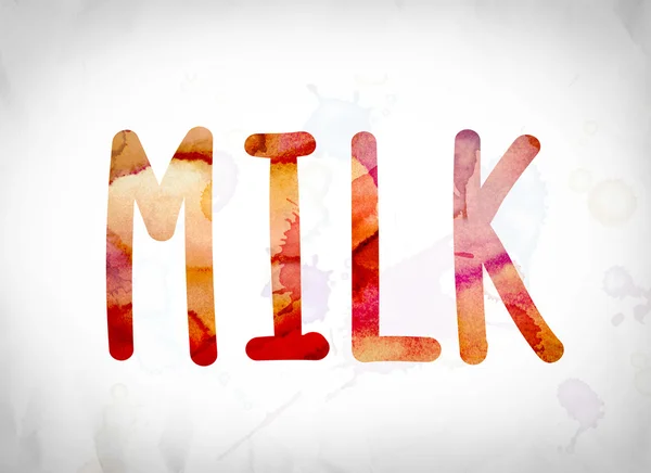 Concetto di latte Acquerello Word Art — Foto Stock