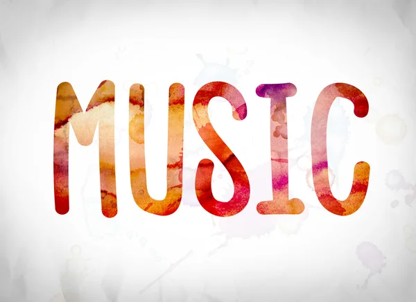 Music Concept Watercolor Word Art — Stock Photo, Image