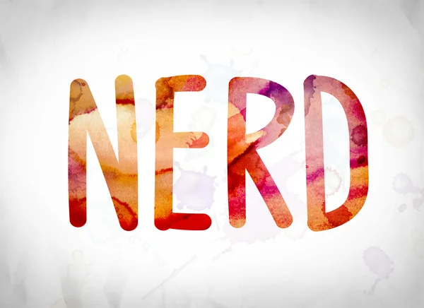 Τέχνη ακουαρέλα λέξη έννοια nerd — Φωτογραφία Αρχείου