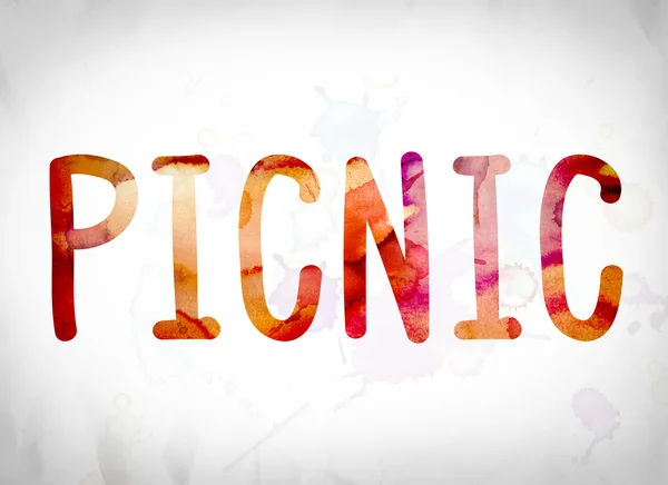 피크닉 컨셉 아트 수채화 단어 — 스톡 사진