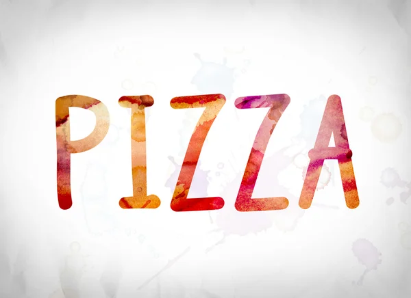 피자 컨셉 아트 수채화 단어 — 스톡 사진